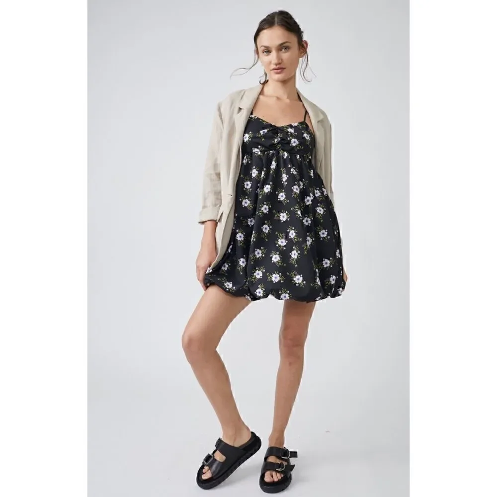 NWT Free People in A Bubble Mini Dress in Black, Size Small